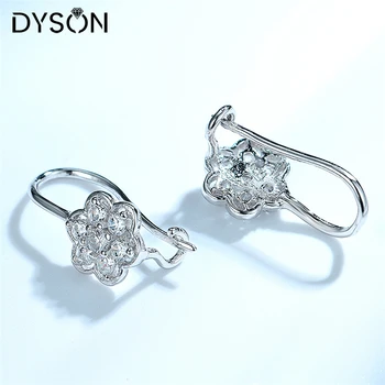 Dyson 925 Sterling Silver Náušnice Roztomilý Kvet Sladké Krásne Jednoduché Crystal CZ Klip Náušnice Pre Ženy, Dievčatá, Deti kórejský Šperky