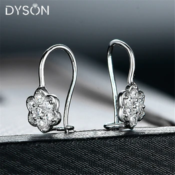 Dyson 925 Sterling Silver Náušnice Roztomilý Kvet Sladké Krásne Jednoduché Crystal CZ Klip Náušnice Pre Ženy, Dievčatá, Deti kórejský Šperky