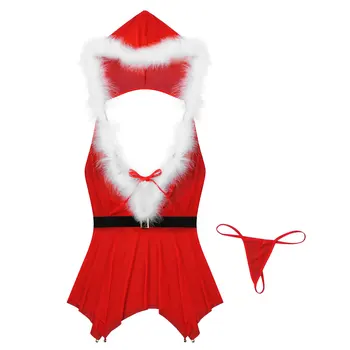 Dámske Dámy Sexy Vianočné Exotické Bielizeň Santa Šaty Cosplay Oblečenie Červená Fantázie Košieľky Čipka Košieľka Nočný Klub Oblečenie