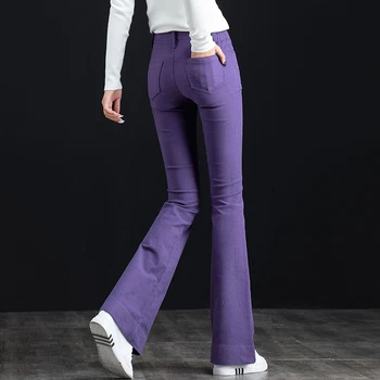 Dámske džínsy jar jeseň Slim Polovice pás Obličkového Nohavice Plnej Dĺžky džínsy N0192