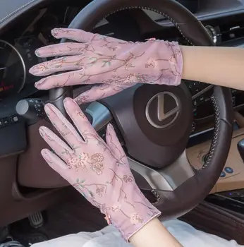 Dámske jarné letné transparentnej čipky rukavice žena Uv ochrany priedušná dotykový displej opaľovací krém vodičské rukavice R1493