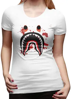 Dámske Klasické-Fit-Krátke Sleeve T-Shirt Bape Krvi Shark Basic Tričká Crewneck Tee Topy