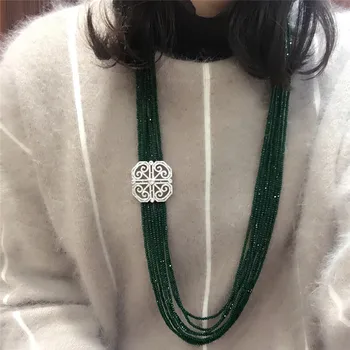 Dámske módne zirkón príslušenstvo spona DIY zelené sklo krištáľ náhrdelník vitajte vlastné farby módne šperky