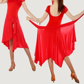Dámske Pure Color latinskej Sukne Dospelých Krajky-Up Sukne Zadarmo Veľkosť Nepravidelný Latin Dance Sukne Ženy v Tanečnej Praxi Sukne