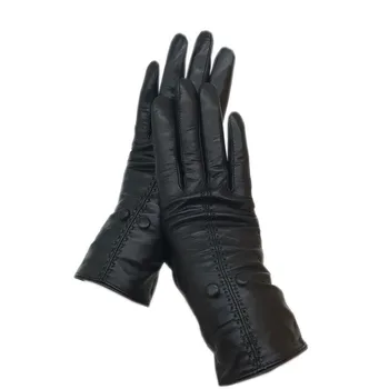 Dámske rukavice zimné módne kože nový štýl čierne rukavice z ovčej kože teplo žien na koni outdoorové športy banquet vlna
