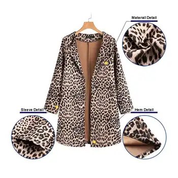 Dámske Sexy Leopard Tlač Bundy 2021 Jarné Kabáty Dlhý Rukáv Windbreaker Žena Otvoriť Stich Vesty Plus Veľkosť Top vrchné oblečenie