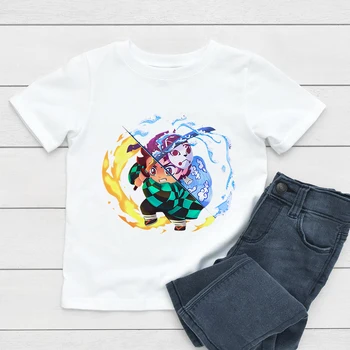 Démon Vrah T Shirt Deti Kawaii Cartoon Čepeľ Ghost Grafické T-shirt Kimetsu Č Yaiba Anime Demon Čepeľ Cool Tričko Deti