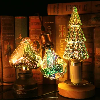 E27 3D LED Žiarovka 6W Vintage Edison Star Fireworks Lampy, Nočné Svetlo meteorický dážď Svetlá na Vianočný Stromček, Party Dekorácie