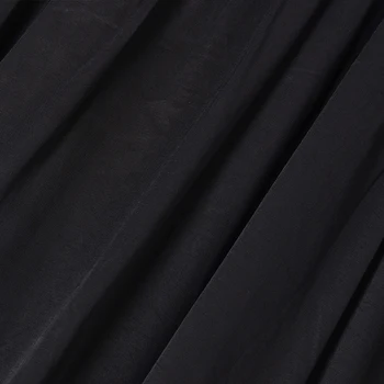 [EAM] Ženy Black Skladaný Rozdeliť Spoločný Veľký Veľkosť Šaty Nové Okrúhlym Výstrihom, Dlhý Rukáv Loose Fit Módne Príliv Jar Jeseň 2021 1DA434