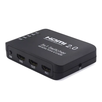 EarRise HDMI 2.0/3D formáte Prepínač 5 v 1 z Podpory 4Kx2K@60Hz YUV 4:4:4 HDR 1080P pre PS4 pro DVD Notebook PC s IR Diaľkové ovládanie
