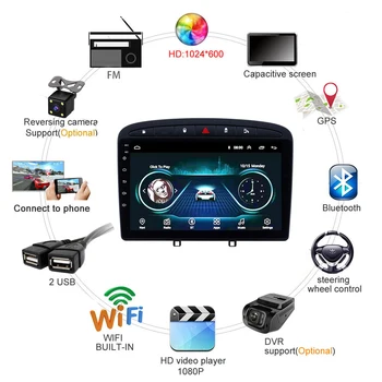 Easteregs 9 palcový Android Auto Multimediálny Prehrávač pre Peugeot 308 308SW 408 PRIEBEHU 2010-2016 stereo GPS navigácie