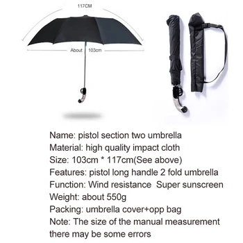 EasyZreal Módne Vysokej Kvality Zbraň Štýl Dáždniky black parasol Dlhá rukoväť mužov Automatický Dáždnik Muž corporation paraguas