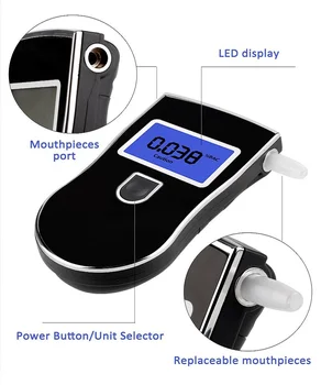 EEK-Značky Breathalyzer Profesionálne Prenosné Semi-Conductor Senzor Digitálny Alkohol Tester s 10 Mouthpieces