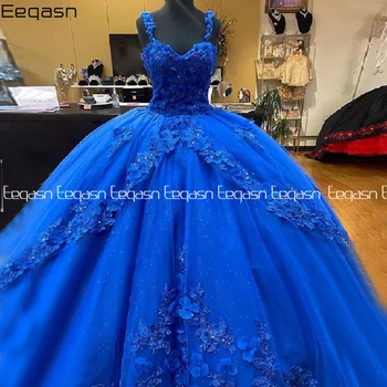 Eeqasn Luxusné Royal Blue Večerné Šaty Dlhé Ženy vestidos de fiesta de noche Čipky Appliques plesové Šaty, Celebrity Šaty 2021