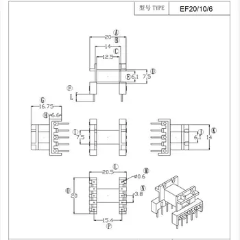 EF20/10/6 EE20/10/6 horizontálne transformer cievky PC40 magnet feritové jadro
