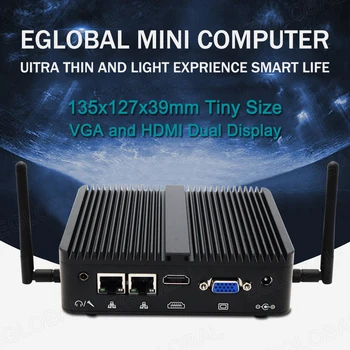 Eglobal bez ventilátora Mini PC Intel Celeron J4105 2LAN 2COM Malé Priemyselného Počítača Windows 8/10 HTPC 16GB DDR4 RAM, HDMI, VGA