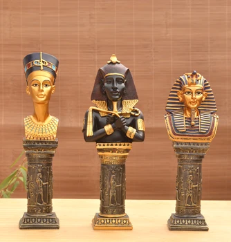 Egyptských Faraónov Hlavu Sochy Ozdoby Tutankhamun Kleopatra Faraón Kráľ Obrázok Sochy, Dekorácie Domov Hotel Bar Displej