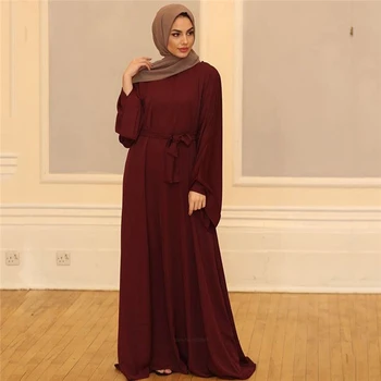 Eid Mubarak Abaya Šaty Islamské Oblečenie pre Ženy, jednofarebné Moslimských Módne Maxi Abaya Šaty Americkej Európskej Oblečenie Kaftan