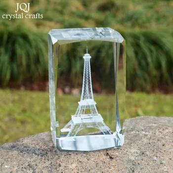 Eiffelova Veža Krištáľové Kocky 3D Laserom Vygravírované Slávny Stavebné Sklo Miniatúrne Remesiel Domáce Dekorácie Luxusné Darčeky
