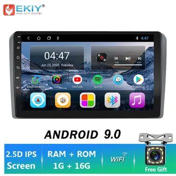 EKIY Android 9.0 2din Rádia Pre Audi A3 8P S3 2003-2012 Auta GPS Navigácie Systém Multimediálny Prehrávač Videa základnú Jednotku DVD, Stereo