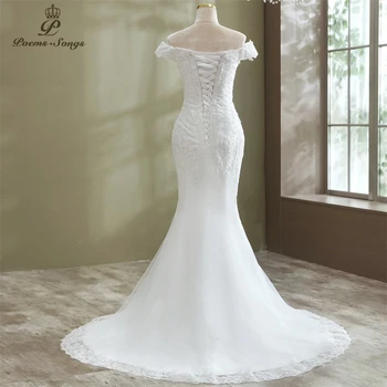 Elegantná Loď Krku štýl Morská víla svadobné šaty 2020 manželstva svadobné šaty elegantné nevesta šaty vestidos de novia