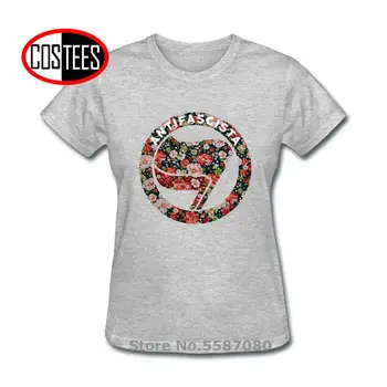 Elegantný Kvetinový Dizajn ANTIFA, T košele ženy Antifascist Anarchie Anarchist T-shirt Antifa Logo Mier Vlajka Symbol tričko camisetas