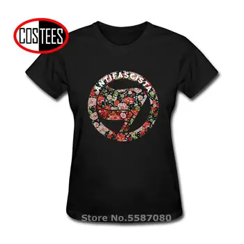 Elegantný Kvetinový Dizajn ANTIFA, T košele ženy Antifascist Anarchie Anarchist T-shirt Antifa Logo Mier Vlajka Symbol tričko camisetas