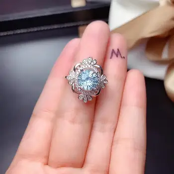 Elegantný ocean blue Topaz prsteň a náhrdelník pre ženy, skutočné 925 silver prírodný klenot ohňostroj farieb nové designment darček k narodeninám