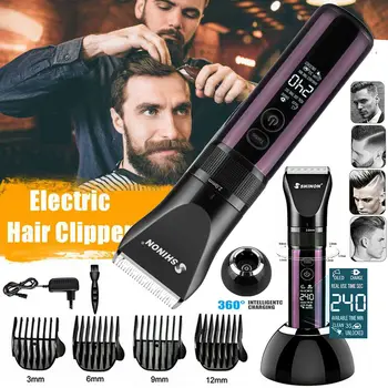 Elektrické Hair Clipper Nabíjateľný Holiaci strojček 3 Režimy Mužov LED Displej Profesionálna muž Hair Clipper Zastrihávač Chĺpkov+Nabíjacej Základni
