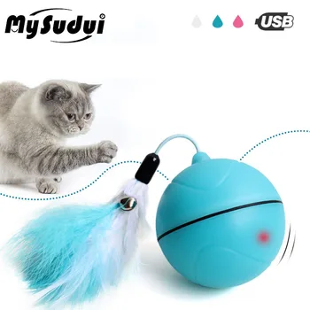 Elektrické Hračiek Pre Mačky Rolling Loptu Inteligentné Automatické Cat Hračka Laser Pierko Hračky Pre Mačky Interaktívne Magic Ball Pet Usb Nabíjateľné
