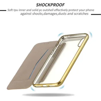 Elektrolyticky pokrývajú Knihy Flip puzdro Pre iPhone 12 11 Pro Max X XR XS Max 5 5S SE 6 6 7 8 Plus Slim Kožené Kartu Stojan Jasné Kryt