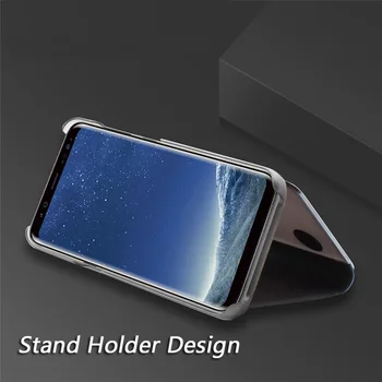 Elektrolyticky Pokrývajú Zrkadlo Obal Pre Samsung Galaxy S8 Plus S8 Prípade Kožené Smart Vymazať Zobrazenie Flip Stojan, Kryt Pre Samsung S8 Prípade S8+