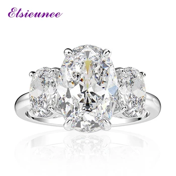 ELSIEUNEE Najvyššej Kvality, 925 Sterling Silver Elipsovitý Rez Simulované Moissanite Svadobné Zásnubný Diamantový Prsteň Veľkoobchod Šperky