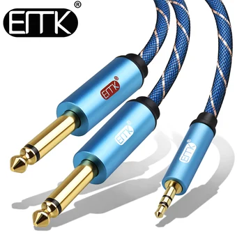 EMK 3,5 mm na 2 6.35 mm Audio Kábel Stereo Aux 3.5 Samec Samec 6.35 6.3 6.5 Mono Y Rozdeľovač Audio Kábel 5 m pre Telefón Zmiešavač