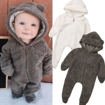 Emmababy Novorodenca Dievča, Chlapec, Fuzzy Šaty s Kapucňou Romper Jumpsuit Oblek 0-24M