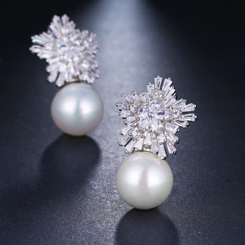EMMAYA Módne Pearl Náušnice Nové Rakúsko Crystal CZ Kryštálmi Hot Predaj Stud Náušnice Šperky Pre Ženy Mama Darček