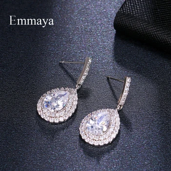 Emmaya Žena Luxusné Crystal Zirkón Stud Náušnice 3 Farby Svadobné Šperky Veľký Biely slza Náušnice Pre Ženy