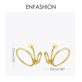 ENFASHION Multi-layer Kruhu Stud Náušnice Pre Ženy, Zlatá Farba Punk Geometrické Nehrdzavejúcej Ocele Earings Módne Šperky E191116