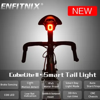 Enfitnix CubeLiteII požičovňa svetlo, zadné svetlá, Inteligentný senzor Brzdové svetlá usb Cestnej bike MTB CubeLite Zadné zadné svetlá