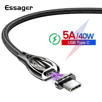 Essager Magnetické USB Typu C Kábel 5A Rýchle Nabíjanie Typ-C Kábel Magnet Nabíjačka Pre Huawei P20 P30 Mate 30 Xiao mi 10 USBC Kábel
