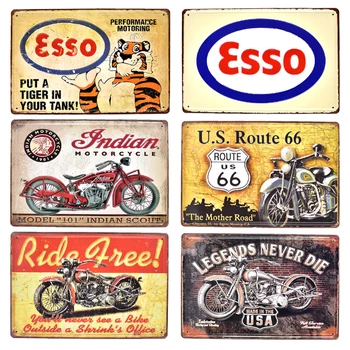 Esso BSA Motocykle Kovové Plastický Prihlásiť Garáž Domova Vintage ROUTE 66 Plagát Tin Známky Pub Bar Kovové Nástenné Art Nálepky