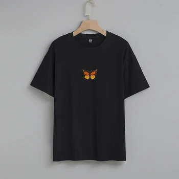 Estetické Motýľ Bavlnené Tričko Ženy Harajuku Grafické Tričko Femme O-krku Krátky Rukáv Plus Veľkosť XS-3XL Príležitostné Letné Topy