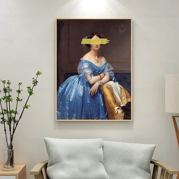Estetické Portrét Plagát La Princesse De Broglie Plátno Maľby Jean Auguste Dominique Berds Múr Umenia pre Home Decor