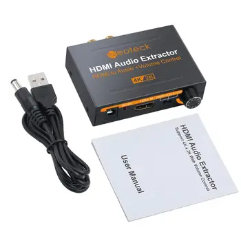 ESYNiC HDMI Prevodník Multi-Funkčné HDMI Audio Extractor 3.5 mm Stereo Audio Extractor Podpora 4K X 2K S ovládaním Hlasitosti
