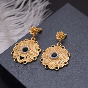 Etiópia Dubaj Afrike grécky Náušnice 24K Zlata Farba Earings Pre Ženy, Dievčatá Etnických Šperky, Svadobné Náušnice Party Fashion Predaj