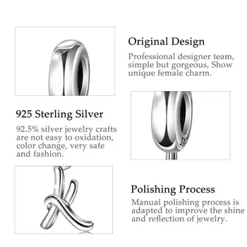 EUDORA 925 Sterling Silver nové doprava zadarmo počiatočné K písmeno abecedy diy perličiek fit kúzlo strieborný náramok Originál jewellry darček