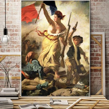 Eugène Delacroix je Slobody, ktorý Vedie Ľudí, Plagáty a Tlačí na Steny Umelecké Plátno na Maľovanie pre Obývacia Izba Domova Bez Rámu