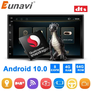 Eunavi 2 Din autorádia Univerzálny Multimediálny Prehrávač 7 palcový Displej Stereo GPS Navigácia, Bluetooth, WIFI Carplay Android č. 10 DVD