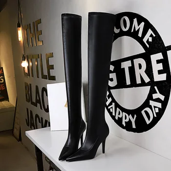 Európa a Spojené Štáty módy sexy noc shop zobraziť tenké, špicaté nohy opravy tenké nohy nad kolenom topánky ženské topánky