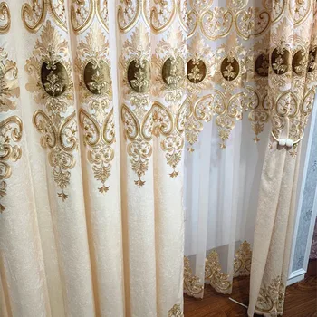 Európska luxusné velvet opony zlata tlač vysokej tieni jedáleň, obývacia spálňa záclony zatmenie okno tylu záclony